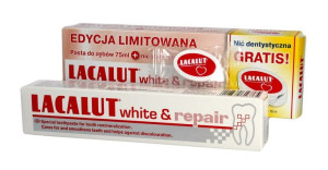 Lacalut Pasta do zębów White & Repair wybielająco naprawcza 75ml + nić dent