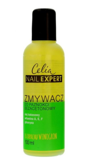 Celia Nail Expert Zmywacz do paznokci bezacetonowy - zapach Winogron 100ml