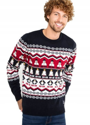 Świąteczny sweter HO-HO w wzory świąteczne R L