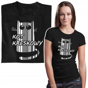 Zabawna Koszulka Kot Kreskowy