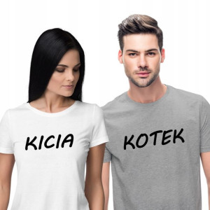 Zestaw Koszulki Dzień Chłopaka Para Kotek Kicia