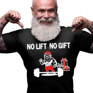 Koszulka No Lift No Gift Siłownia Mikołaj Święta