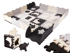 Puzzle piankowe mata / kojec dla dzieci 36el. czarno-szare-ecru