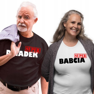 Koszulki Zestaw Prezent Super Dziadek Babcia