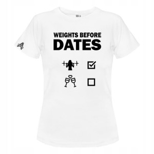 T-shirt Damski Weights Before Dates Siłownia S-xxl