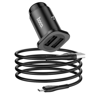 HOCO ładowarka samochodowa 2 x USB + kabel Micro Wise Road NZ4,8A 24W black