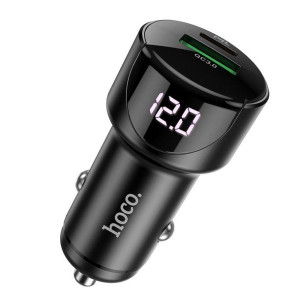 HOCO ładowarka samochodowa USB QC3.0 + PD20W LED Light road Z42 czarna