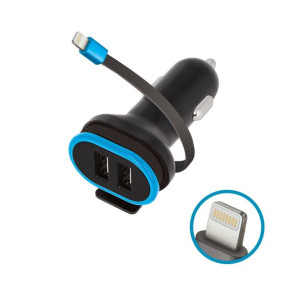 Forever ładowarka samochodowa CC-02 2xUSB 3A czarna z kablem Lightning 0,2m