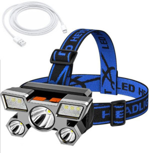  Mocna czołówka latarka czołowa  4 tryby 5 LED USB