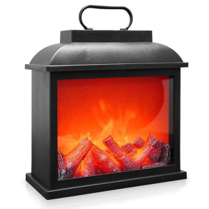 Kominek elektryczny LED z timerem stojący czarny 30 cm