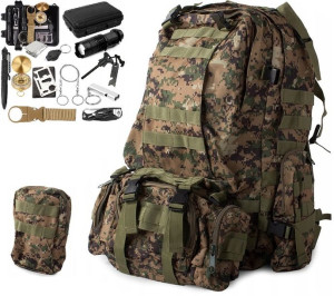 Zestaw Plecak Wojskowy Taktyczny Militarny 45l + Zestaw Przetrwania