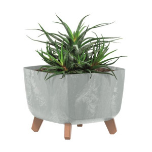 Donica kwadratowa szary 30cm nóżki wkład beton efekt