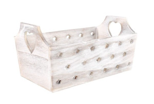 Drewniana Skrzynka Z Wyciętymi Gwiazdkami 23x13x8/11 Cm