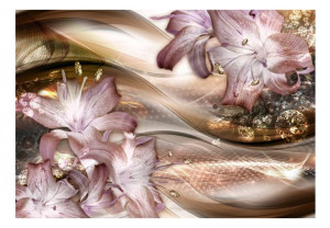Fototapeta - Lilie na fali (brązowy) - 200X140
