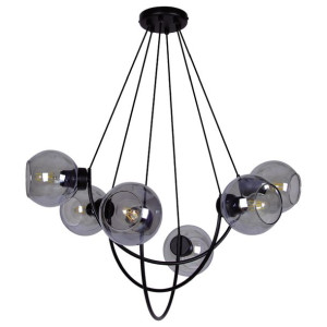 Lampa Wisząca Czarne Szklane Klosze Kaja Sirius   Lamk-2629
