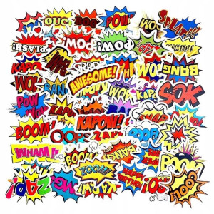 KOMIKSY MIX NAKLEJKI WODOODPORNE wlepki 50 szt