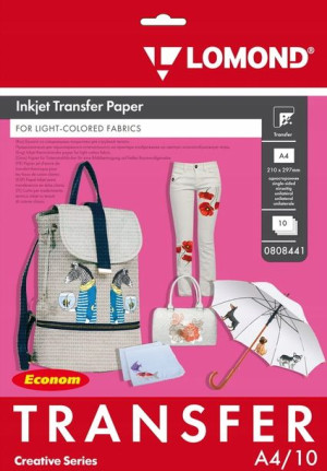 PAPIER TERMOTRANSFEROWY A4 do tkanin jasnych 10szt