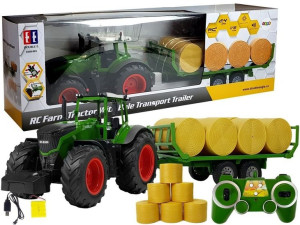 Duży Traktor z Przyczepką  80 cm Bale Siana Zdalnie Sterowany 2.4G