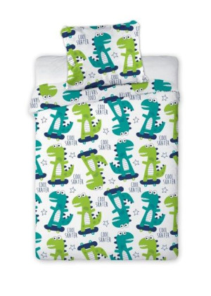 Pościel dziecięca 100% bawełna 100x135 Dino Skate