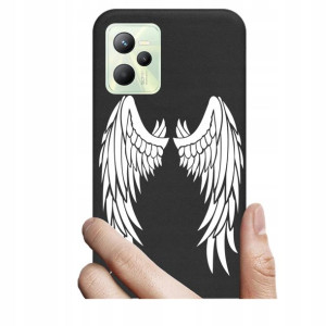 Etui czarne matt Black do Realme C35 Nadruki wzory
