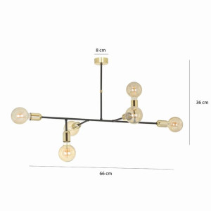 Lampa Sufitowa  Emibig 6Xe27 60W Juka 6 Black 580/6