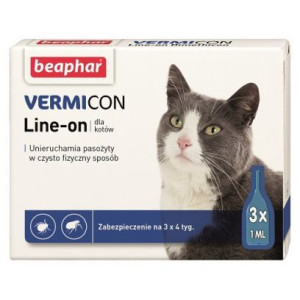Beaphar VERMIcon Line-on Cat Krople Przeciwko Ektopasożytom Dla Kotów 3 x 1