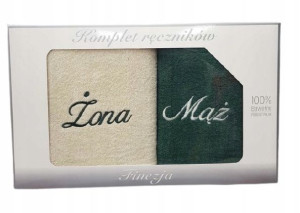 Komplet Ręczników Mąż Żona Bawełna Haft 70x140