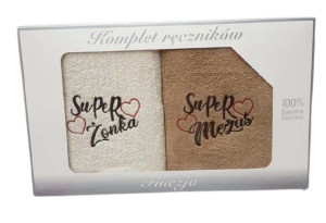 Komplet Ręczników Mąż Żona Bawełna Haft 70x140