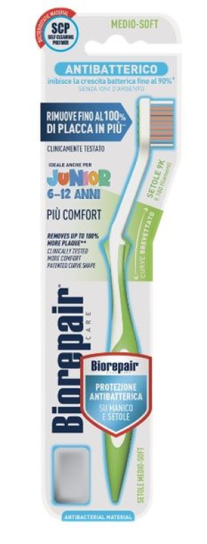 Biorepair, Curve Junior, 6-12 zakrzywiona szczoteczka do zębów, średnio mię