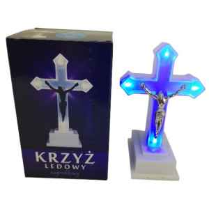 Krzyż Ledowy Nagrobkowy 13cm Niebieski