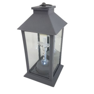 Piękny Znicz Hk-61 Latarenka Led z Krzyżem 28cm Siwy