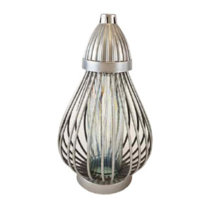 Piękny Znicz Kapliczka NOWOŚĆ LAMPION HK-46 Srebrna 36CM