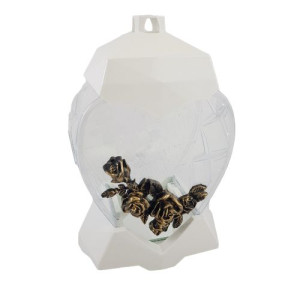 Piękny Znicz HK-42 Biały Róża 3D Serce 28cm