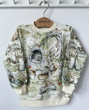 Bluza dresowa z panelem - śpiący miś