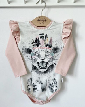 Body z dresówki z panelem - boho tiger pinky