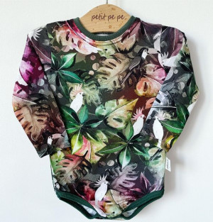 Body z cienkiej dzianiny jersey - white parrot