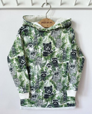 Bluza przedłużana z dresówki - zwierzątka w paprociach