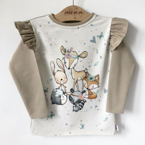 Bluzka z dresówki z panelem - Hedgehog & Friends