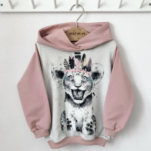Bluza dresowa z panelem - boho tiger pinky