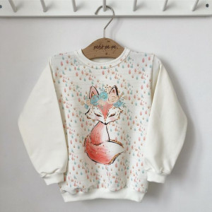 Bluza dresowa z panelem - cute foxy