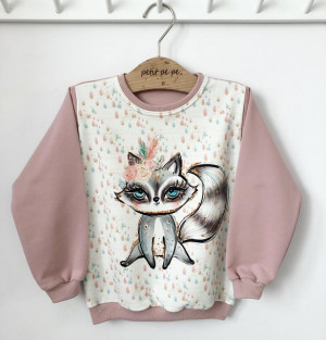 Bluza dresowa z panelem - słodki kotek