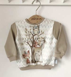 Bluza dresowa z panelem - sarenka i przyjaciele