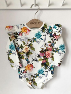 Body z dresówki - kolibry w różach