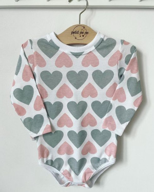 Body z cienkiej dzianiny jersey - pastelowe serca
