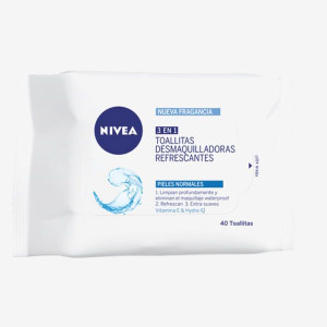 Nivea 3 En 1 Odświeżające chusteczki oczyszczające 40 sztuk