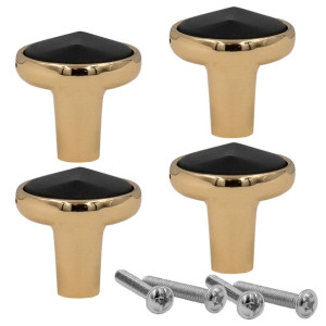 4x Uchwyt Meblowy Gałka Złota + Oczko Czarne 30 Mm