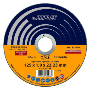 Tarcza Do Cięcia Metalu Uniflex Metal Inox Płaska 41 / 125 X 1,6mm X 22