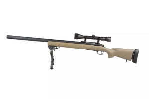 Replika karabinu snajperskiego SW-04J Army (z lunetą i dwójnogiem) - tan