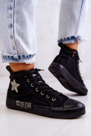 Klasyczne Wysokie Trampki Big Star JJ274380 Czarne 37