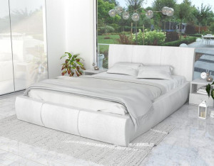 Łóżko 160x200 stelaż materac naturalna skóra VIP